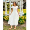 image:imageZESICA Womens Summer Casual Ruched Ruffle Tiered Maxi DressWhite