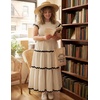 image:imageZESICA Womens Summer Casual Smocked Flowy Midi DressApricot