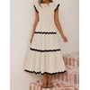 image:imageZESICA Womens Summer Casual Smocked Flowy Midi DressApricot