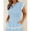 image:imageZESICA Womens Summer Casual Smocked Flowy Midi DressBlue