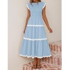 image:imageZESICA Womens Summer Casual Smocked Flowy Midi DressBlue