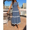 image:imageZESICA Womens Summer Casual Smocked Flowy Midi DressDusty Blue