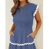 image:imageZESICA Womens Summer Casual Smocked Flowy Midi DressDusty Blue