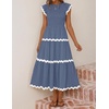 image:imageZESICA Womens Summer Casual Smocked Flowy Midi DressDusty Blue