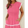 image:imageZESICA Womens Summer Casual Smocked Flowy Midi DressHot Pink