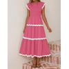 image:imageZESICA Womens Summer Casual Smocked Flowy Midi DressHot Pink