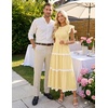 image:imageZESICA Womens Summer Casual Smocked Flowy Midi DressLightyellow