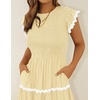 image:imageZESICA Womens Summer Casual Smocked Flowy Midi DressLightyellow