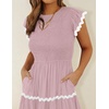 image:imageZESICA Womens Summer Casual Smocked Flowy Midi DressPink