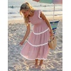 image:imageZESICA Womens Summer Casual Smocked Flowy Midi DressPink