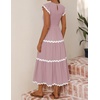 image:imageZESICA Womens Summer Casual Smocked Flowy Midi DressPink