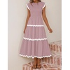 image:imageZESICA Womens Summer Casual Smocked Flowy Midi DressPink