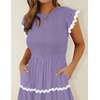 image:imageZESICA Womens Summer Casual Smocked Flowy Midi DressPurple