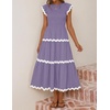 image:imageZESICA Womens Summer Casual Smocked Flowy Midi DressPurple