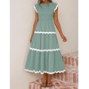 image:imageZESICA Womens Summer Casual Smocked Flowy Midi DressTurquoise