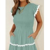 image:imageZESICA Womens Summer Casual Smocked Flowy Midi DressTurquoise
