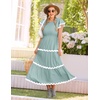 image:imageZESICA Womens Summer Casual Smocked Flowy Midi DressTurquoise