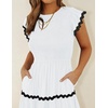 image:imageZESICA Womens Summer Casual Smocked Flowy Midi DressWhite