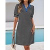 image:imageZESICA Womens Summer Casual Striped T Shirt Mini DressBlack