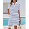image:imageZESICA Womens Summer Casual Striped T Shirt Mini DressBlue