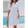 image:imageZESICA Womens Summer Casual Striped T Shirt Mini DressBlue