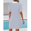 image:imageZESICA Womens Summer Casual Striped T Shirt Mini DressBlue