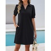 image:imageZESICA Womens Summer Casual Striped T Shirt Mini DressEbony