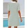 image:imageZESICA Womens Summer Casual Striped T Shirt Mini DressGreen