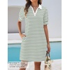 image:imageZESICA Womens Summer Casual Striped T Shirt Mini DressGreen
