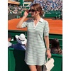 image:imageZESICA Womens Summer Casual Striped T Shirt Mini DressGreen