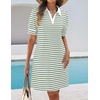 image:imageZESICA Womens Summer Casual Striped T Shirt Mini DressGreen