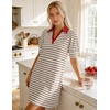 image:imageZESICA Womens Summer Casual Striped T Shirt Mini DressKhaki