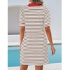 image:imageZESICA Womens Summer Casual Striped T Shirt Mini DressKhaki