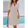 image:imageZESICA Womens Summer Casual Striped T Shirt Mini DressKhaki