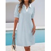 image:imageZESICA Womens Summer Casual Striped T Shirt Mini DressLightblue