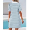 image:imageZESICA Womens Summer Casual Striped T Shirt Mini DressLightblue