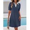 image:imageZESICA Womens Summer Casual Striped T Shirt Mini DressNavy