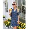 image:imageZESICA Womens Summer Casual Striped T Shirt Mini DressNavy