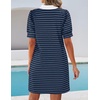image:imageZESICA Womens Summer Casual Striped T Shirt Mini DressNavy