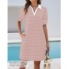 image:imageZESICA Womens Summer Casual Striped T Shirt Mini DressPink