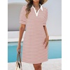 image:imageZESICA Womens Summer Casual Striped T Shirt Mini DressPink