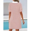 image:imageZESICA Womens Summer Casual Striped T Shirt Mini DressPink