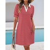 image:imageZESICA Womens Summer Casual Striped T Shirt Mini DressRed
