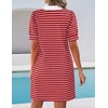 image:imageZESICA Womens Summer Casual Striped T Shirt Mini DressRed
