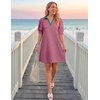image:imageZESICA Womens Summer Casual Striped T Shirt Mini DressRose