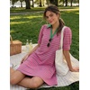 image:imageZESICA Womens Summer Casual Striped T Shirt Mini DressRose