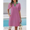 image:imageZESICA Womens Summer Casual Striped T Shirt Mini DressRose