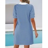 image:imageZESICA Womens Summer Casual Striped T Shirt Mini DressSkyblue