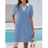image:imageZESICA Womens Summer Casual Striped T Shirt Mini DressSkyblue