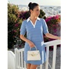 image:imageZESICA Womens Summer Casual Striped T Shirt Mini DressSkyblue